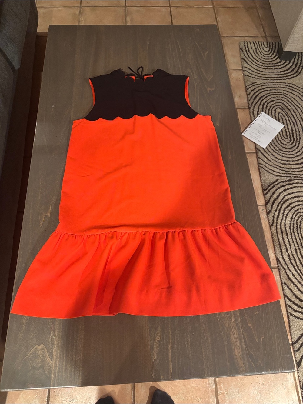 Victoria Beckham for Target Orange and Black Sleeveless Ruffle-Hem Dress